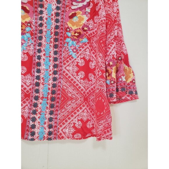 Savanna Jane Womens S Blouse Embroidered Floral 100% Rayon Lightweight Boho - Picture 3 of 7